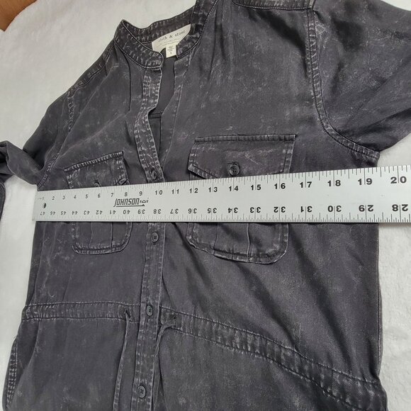 Anthropologie Cloth & Stone Black Mineral Wash "Sandra" Mini Shirt Dress Small - Picture 7 of 9